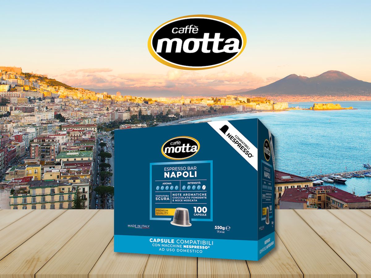 Caffè Motta Espresso Napoli with the Bay of Naples